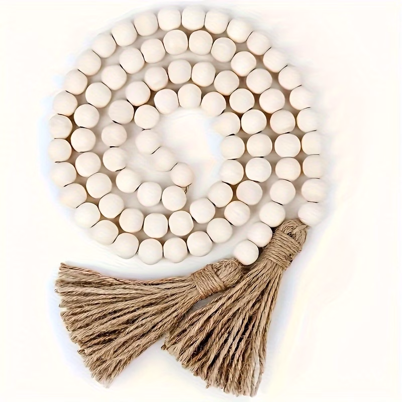  Wooden Bead Garland with Tassels