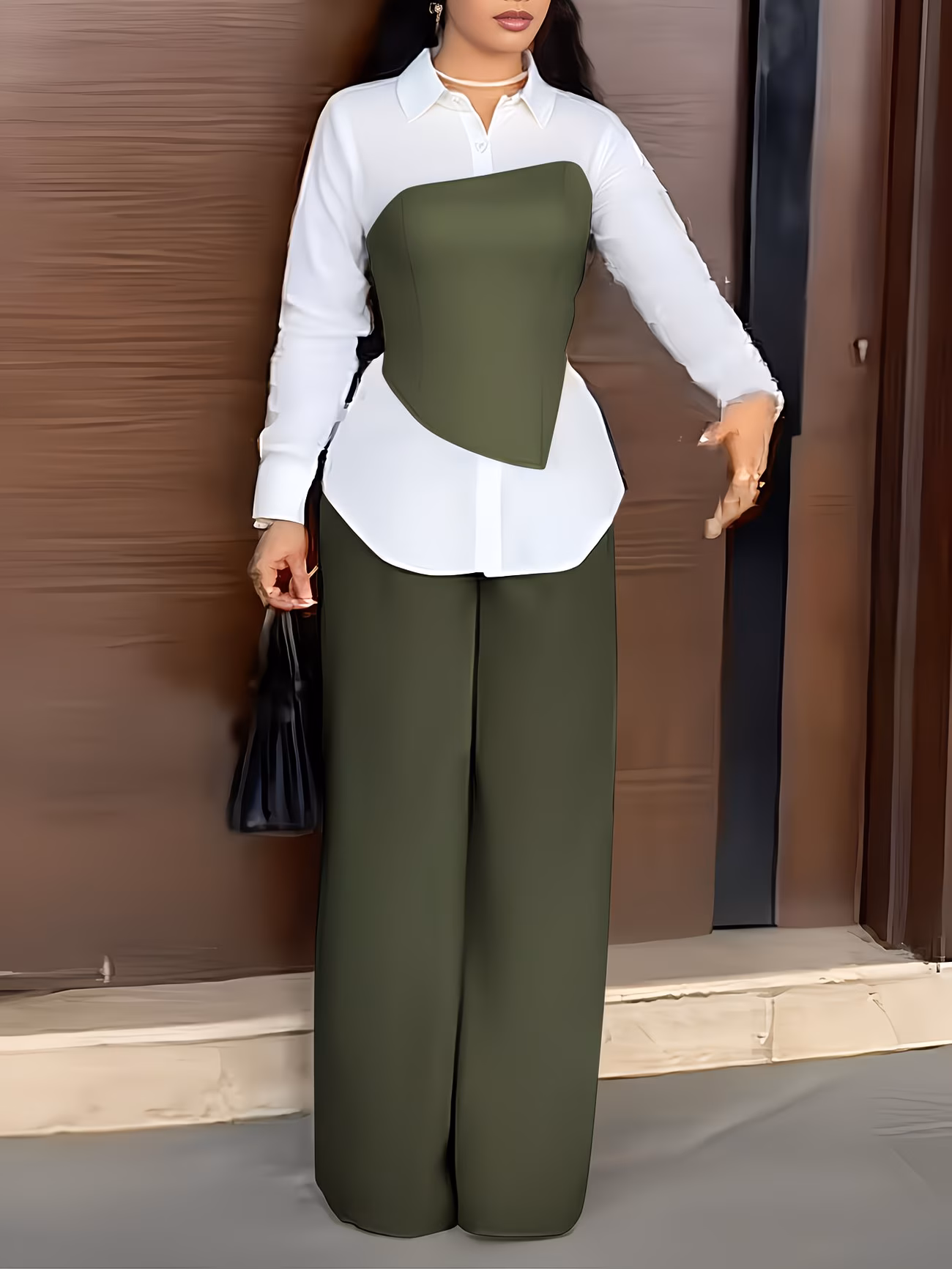  Camisole Collar Shirt And Long Pants