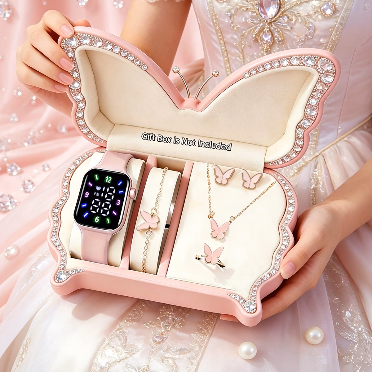  Watch Necklace Bracelet Ring Earring Set 