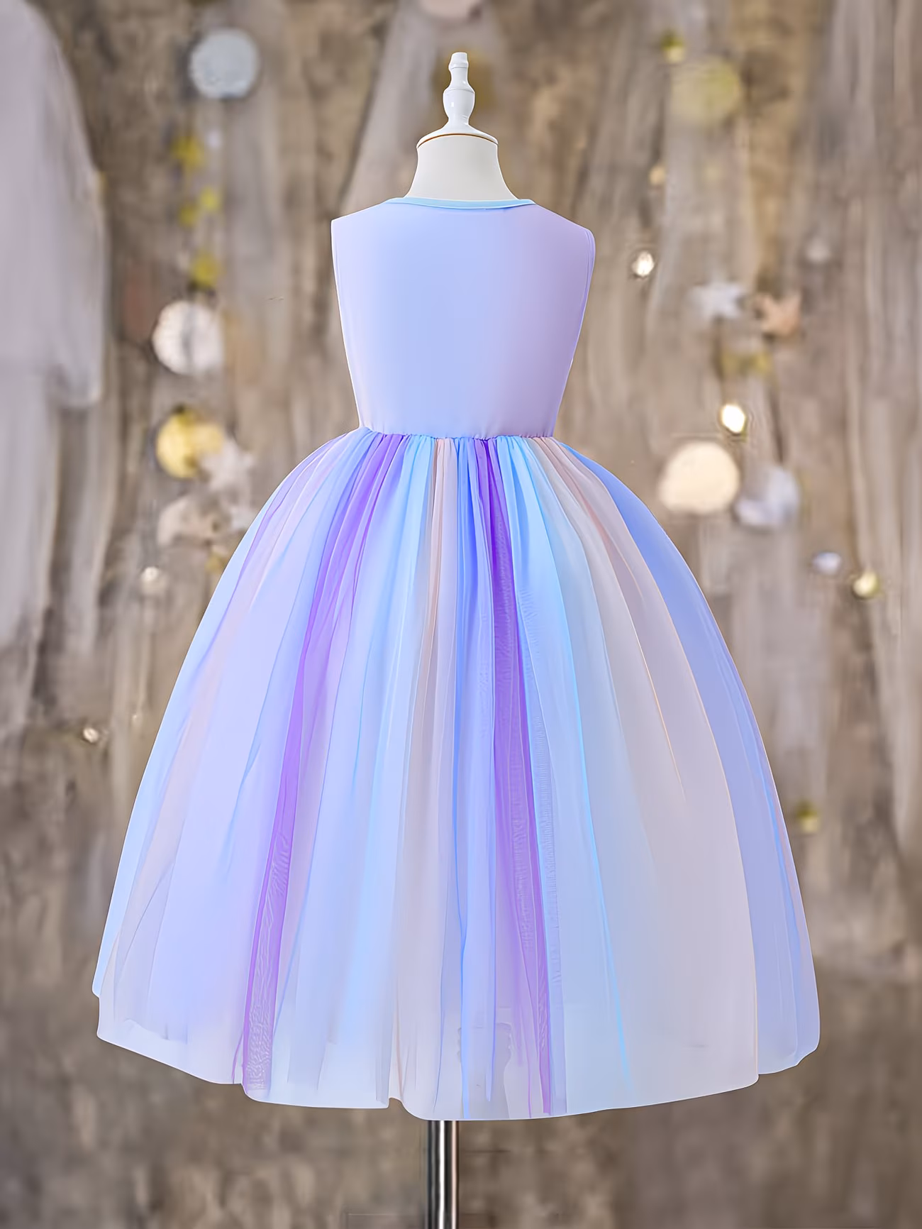  Rainbow Ombre Sleeveless Girls Dress 