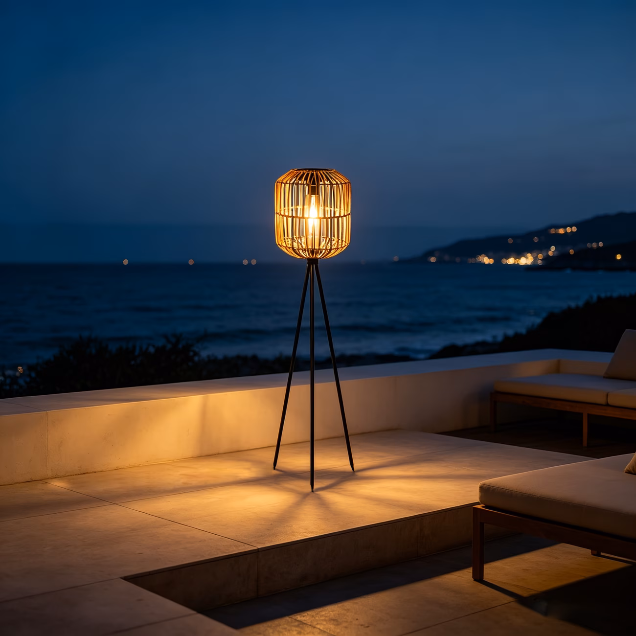  Rattan Solar Floor Lamp