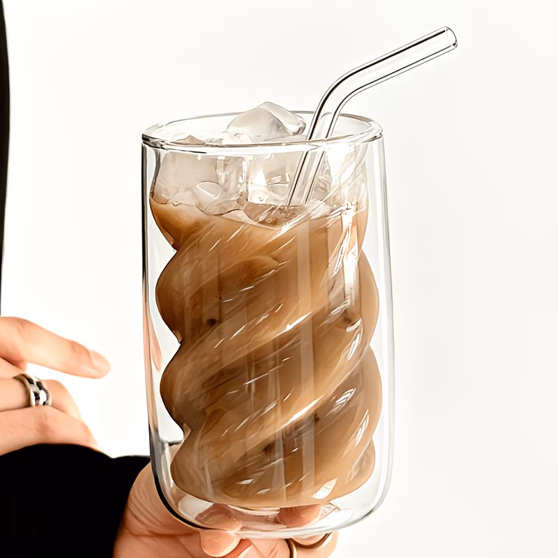 Glass Tumbler with Straw