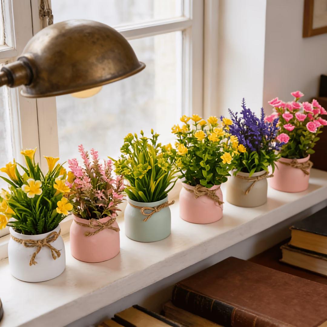  Artificial Flowers in Small Pot